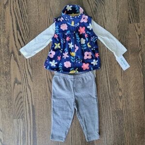 NWT Carter's Baby Girls 6m ~ 3 Piece Vest Set Bodysuit Outfit Blue Floral
